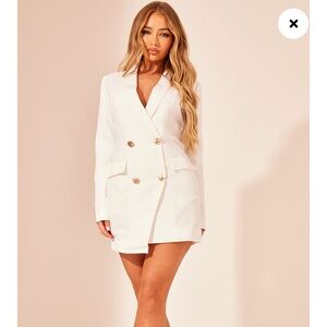 PrettyLittleThing Cream Blazer Dress